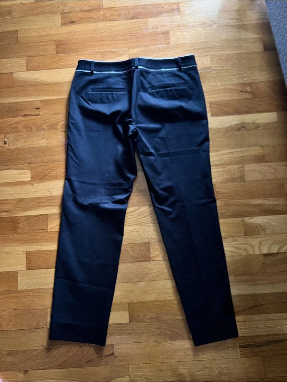 Banana Republic Black Sloan Dress Pants with Subtle White Trim - Size 8